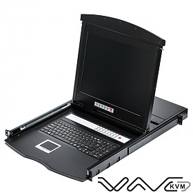 KVM LCD console, Wave KVM  , 17", 8-port KVM, 1U, dual rail