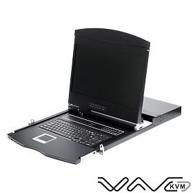 KVM LCD modular console, Wave KVM, 19", cat.5, 16-port KVM, 1U, single rail