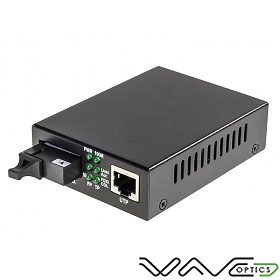 Media converter 10/100/1000 Mbps RJ-45/SC, SM 1310nm, 10km, WDM (Wave Optics, WO-KB-SWS-010K-A)