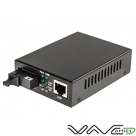 Media converter 10/100/1000 Mbps RJ-45/SC, SM 1550nm, 10km, WDM (Wave Optics, WO-KB-SWS-010K-B)