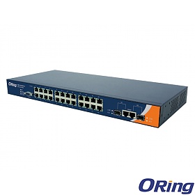 RES-3242GC-EU, Industrial Managed Switch, 24x 10/100 RJ45 Ports + 2x 1G COMBO with SFP, O/Open-Ring <10ms