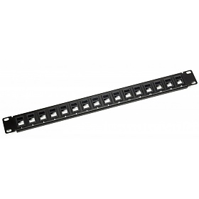 Patch panel, 16-port, keystone, 1U, 19", blank