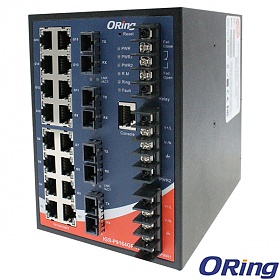 IGS-P9164GC-HV, Industrial Managed Switch, DIN, 16x 10/1000 RJ-45 + 4x100/1000 SFP w/DDM, O/Open-Ring <20ms