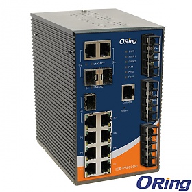 IES-P3073GC-HV, Industrial Managed Switch, DIN, 7x 10/100 RJ-45 + 3 slide-in SFP slots / RJ-45, O/Open-Ring <10ms