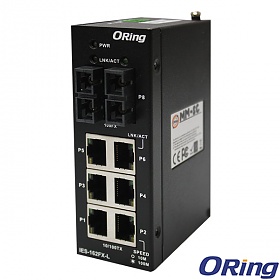 IES-162FX-SS-SC-L, Industrial Unmanaged Switch, DIN, 6x 10/100 RJ-45 + 2x 100 SS SC