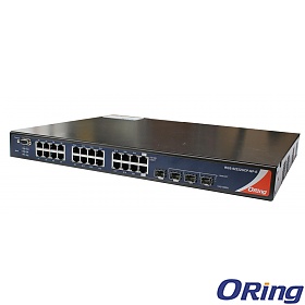 RGS-92222GCP-NP-E, Industrial Managed Switch, 22x 10/1000 RJ-45 + 2x 10/100/1000 COMBO Ports with SFP + 2 slide-in SFP slots, O/Open-Ring <30ms
