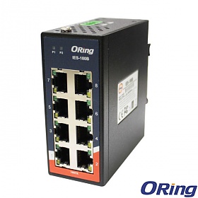IES-180B, Industrial 8-port mini type unmanaged Ethernet switch, DIN, 8x 10/100 RJ-45, slim housing