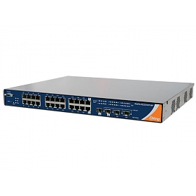 RGPS-92222GCP-NP-LP, Industrial Managed Switch, 22x 1G RJ-45 PoE + 2x 1G COMBO Ports with SFP + 2 slide-in SFP slots, O/Open-Ring <30ms, 19"
