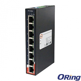 IPS-1080A, Industrial 8-port slim unmanaged PoE Ethernet switch, DIN, 8x 10/100 RJ-45 PoE, slim housing