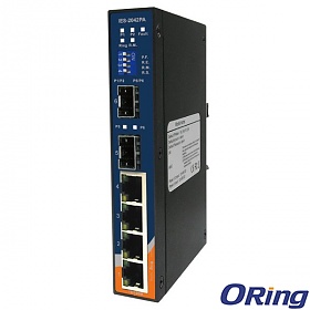 IES-2042PA, Industrial 6-port slim type lite-managed Ethernet switch, DIN, 4x 10/100 RJ-45 + 2x100 SFP, O/Open-Ring <10ms