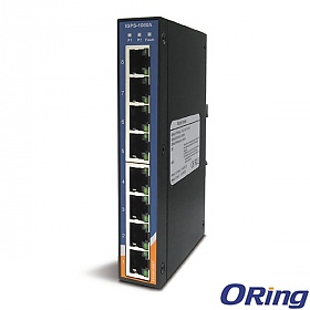 IGPS-1080A, Industrial 8-port slim type unmanaged Gigabit PoE Ethernet switch, DIN, 8x 10/1000 RJ-45 PoE