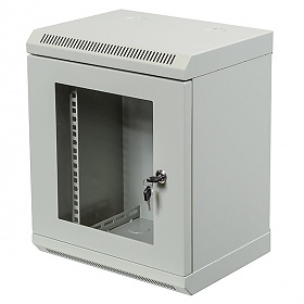 9U rack cabinet, 10", wall-mounted, glass door, 420x348x280mm