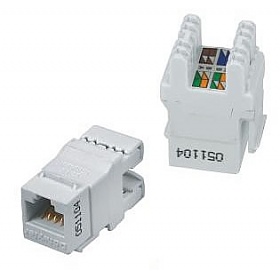 Keystone connector 8p8c, unshielded, cat. 5e, 90°, white