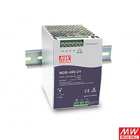 Power supply 480W 24VDC, P.F.C., DIN TS35 (Mean Well WDR-480-24)
