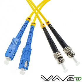Fiber optic patch cord, SC/UPC-ST/UPC, SM, 9/125 duplex, G652D fiber 3.0mm, L=1m