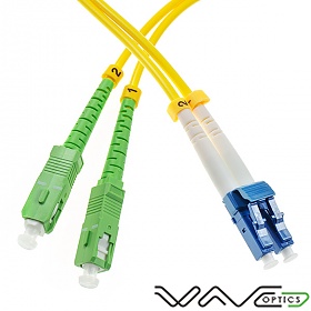 Fiber optic patch cord, SC/APC-LC/UPC, SM, 9/125 duplex, G652D fiber 3.0mm, L=1m