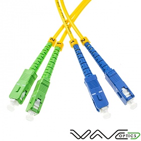 Fiber optic patch cord, SC/APC-SC/UPC, SM, 9/125 duplex, G652D fiber, L=2m
