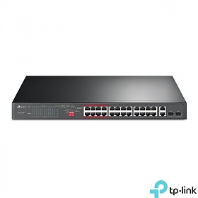 TP-Link TL-SL1226P, Unmanaged switch, 24x 10/100/1000 RJ-45, 2x 10/100/1000 RJ-45, 2x SFP, PoE+