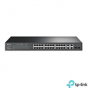 TP-Link TL-SL2428P, Smart switch, 24x 10/100/1000 RJ-45, 2x 10/100/1000 RJ-45, 2x SFP, PoE+, 19"