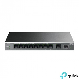 TP-Link LS1210GP, Unmanaged switch, 9x 10/100/1000 RJ-45, 1 SFP slots, PoE+, desktop