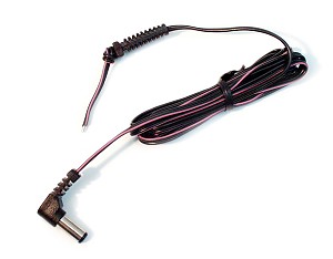 DC cable 2x0.22 mm, 1.5 m + connector 2.5/5.5 male, 90° 