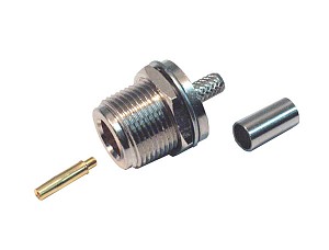 N female connector, bulkhead crimp type, RG58 