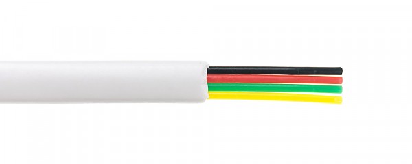 Telephone flat cable, 4 wires, 4C, 12/7, white, 100 m/R