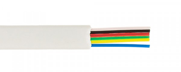 Telephone flat cable, 6 wires, 6C, 12/7, white, 100 m/R