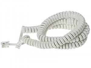 Handset cord, tinsel, 12ft, white 