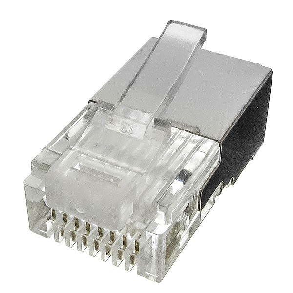 Modular male connector, 8P8C (RJ-45), round, stranded, cat. 5e, shielded 