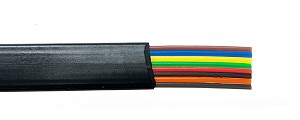 Telephone flat cable, 8 wires, 8C, 12/7, black, 100 m/R