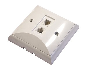 Wall box, 2x6P4C,ABS,top entry,white 