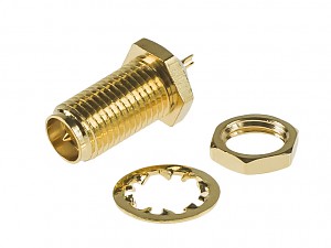SMA female reverse pin connector (RP), bulkhead receptacle, 13.15 mm 