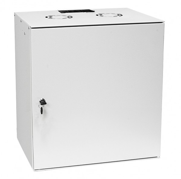 Wall-mounted 19" rack cabinet, 12U, steel door, 400mm d.