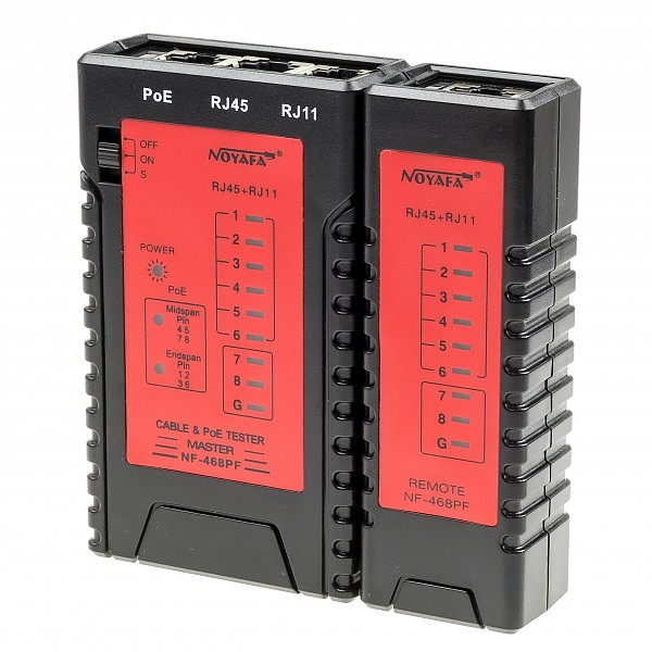 NOYAFA NF-468PF, Cable tester RJ-45, RJ-11 with PoE indication