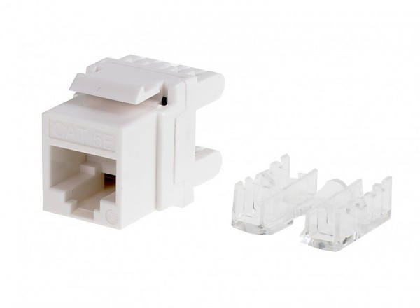 Keystone connector 8p8c, unshielded, cat. 5e, 90°, white, short type 