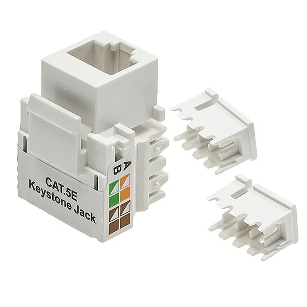 Keystone connector 8p8c, unshielded, cat. 5e, IDC, 90°, white 