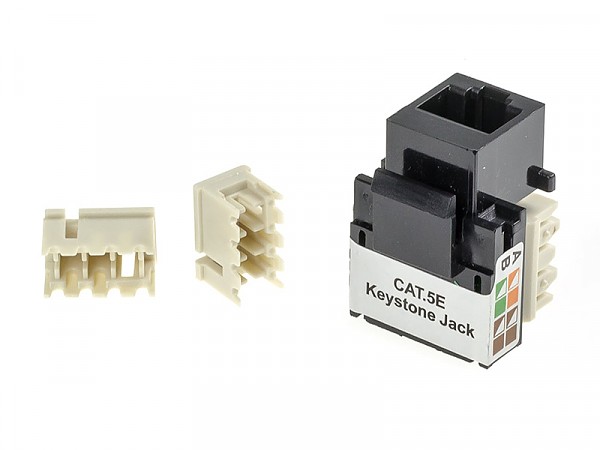 Keystone connector 8p8c, unshielded, cat. 5e, IDC 90°, black 