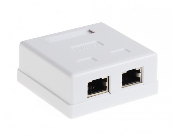 Cat. 6a STP surface-mount box, 2x RJ-45 