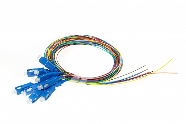 12 colors pigtail set SC/UPC, SM, 9/125, 0,9mm, G.652D fiber, 2m 