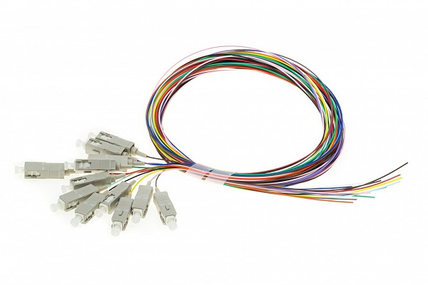 12 colors pigtail set SC/UPC, MM, 50/125, 0,9mm, OM2 fiber, 2m 