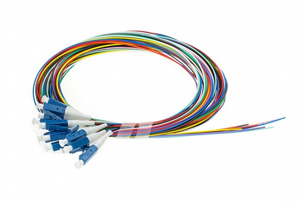 12 colors pigtail set LC/UPC, SM, 9/125, 0,9mm, G.652D fiber, 2m 