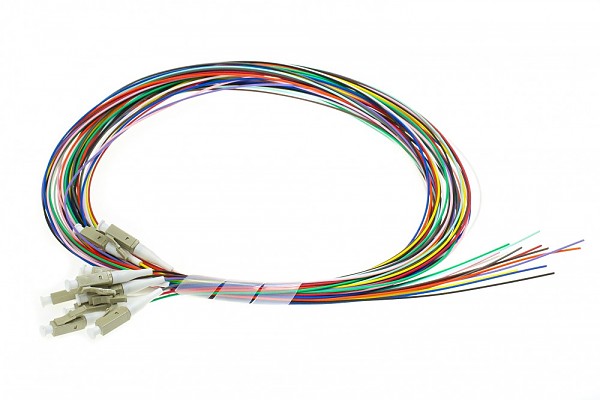 12 colors pigtail set LC/UPC, MM, 50/125, 0,9mm, OM2 fiber, 2m 