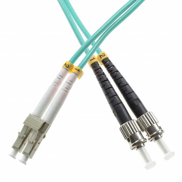 Patchcord LC/UPC-ST/UPC, MM, 50/125 duplex, OM3 fiber, 2 m 