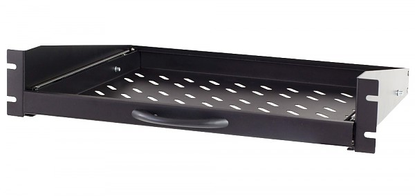 Sliding shelf, 19", 2U, 350mm, black 