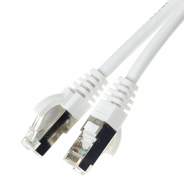 Patch cable S/FTP (PiMF) cat. 6A,  7.0 m, white, LSOH 