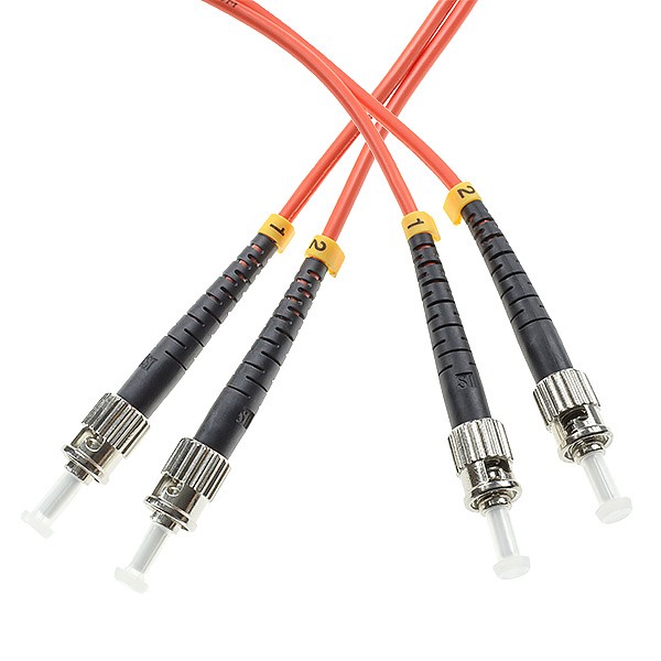 Fiber optic patch cord, ST/UPC-ST/UPC, MM, 50/125 duplex, OM2 fiber, 1m