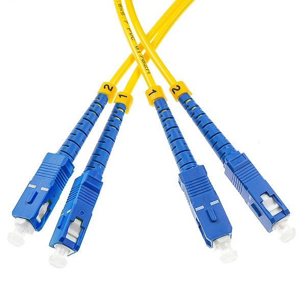 Fiber optic patch cord, SC/UPC-SC/UPC, SM, 9/125 duplex, G652D fiber 3.0mm, L=15m