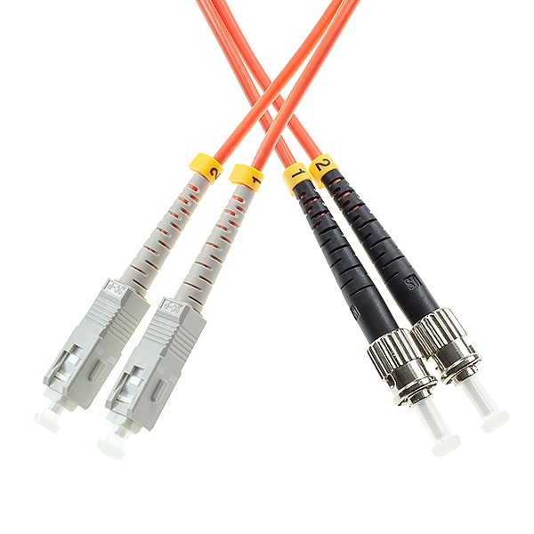 Fiber optic patch cord, SC/UPC-ST/UPC, MM, 50/125 duplex, OM2 fiber, 15m