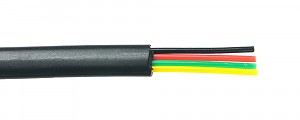 Telephone flat cable, 4 wires, 4C, 12/7, black, 300 m/R